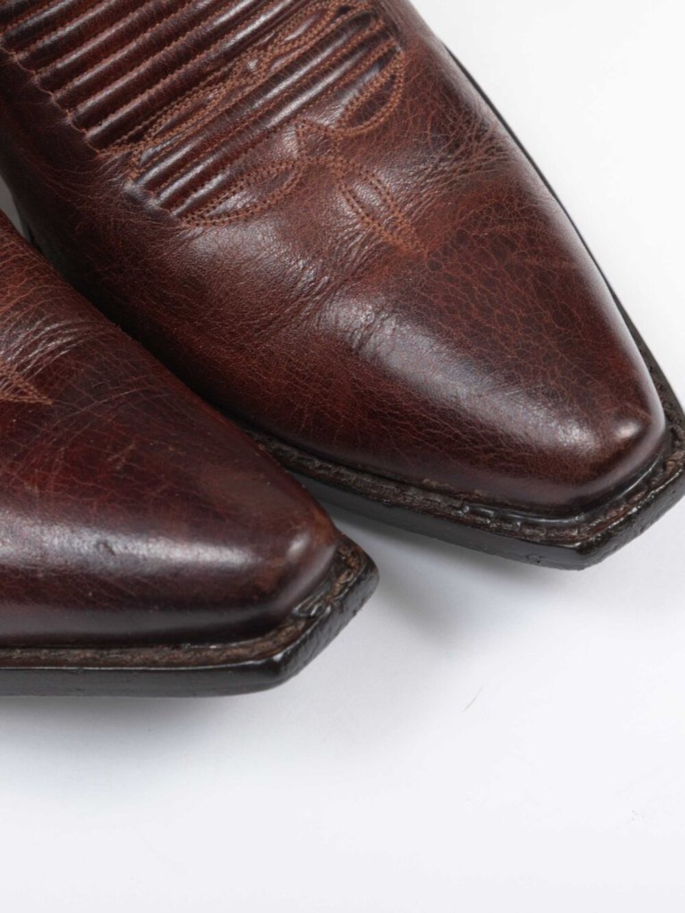 VTG 90s Y2K Charlie 1 Horse Brown Leather Snip Toe Cowboy Boots Women’s 8B - Picture 8 of 16